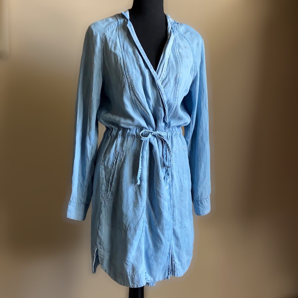 Lou & grey Long Sleeve Chambray Wrap Dress